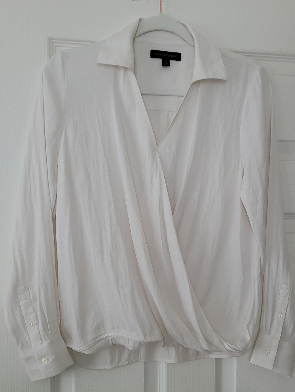 Banana Republic White Silk Wrap-Front Blouse